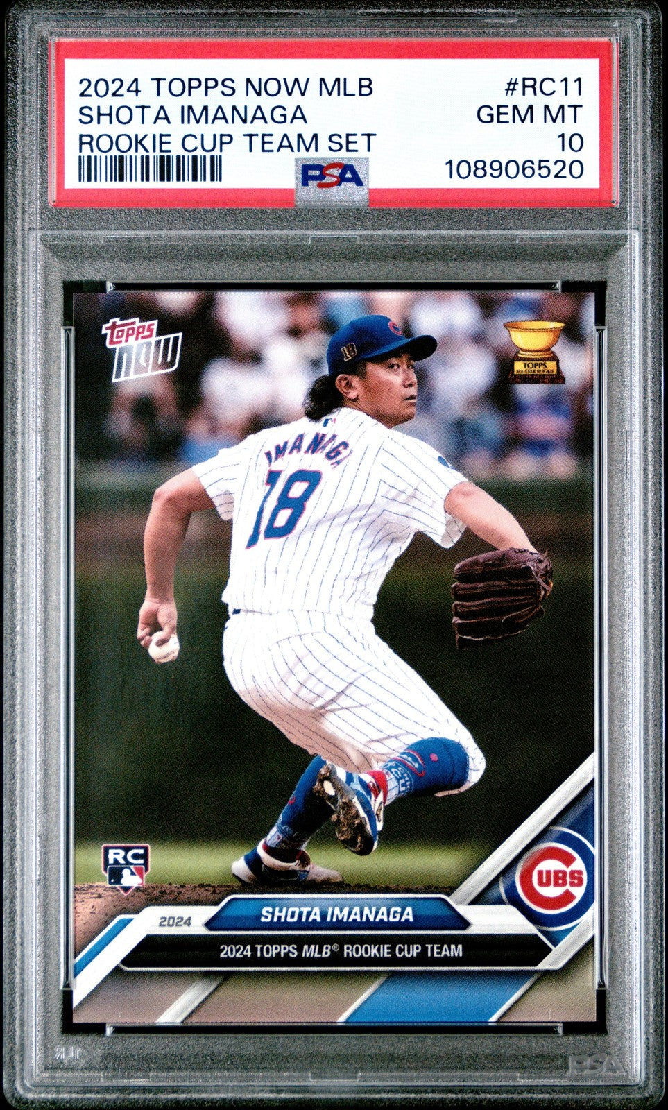 Graded 2024 Topps Now Shota Imanaga #RC11 Rookie Cup Set Card PSA 10