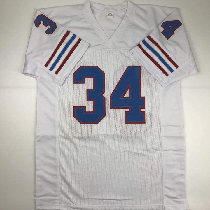Autographed/Signed Earl Campbell HOF 91 Houston White Jersey JSA COA