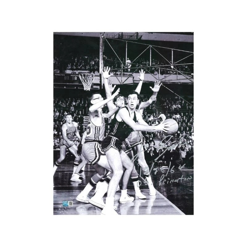 Jim Boeheim Syracuse University Autographed 8x10 Photograph of 1964 Game vs. Princeton and Bill Bradley (CX Auth)