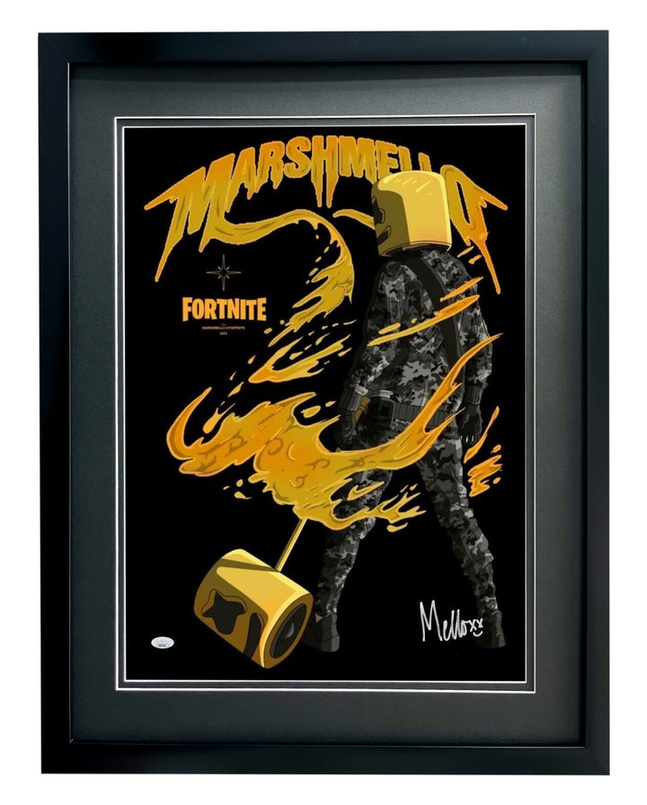 Marshmello Autographed Fortnite 19x24 Poster Framed JSA COA Limited to /500 DJ