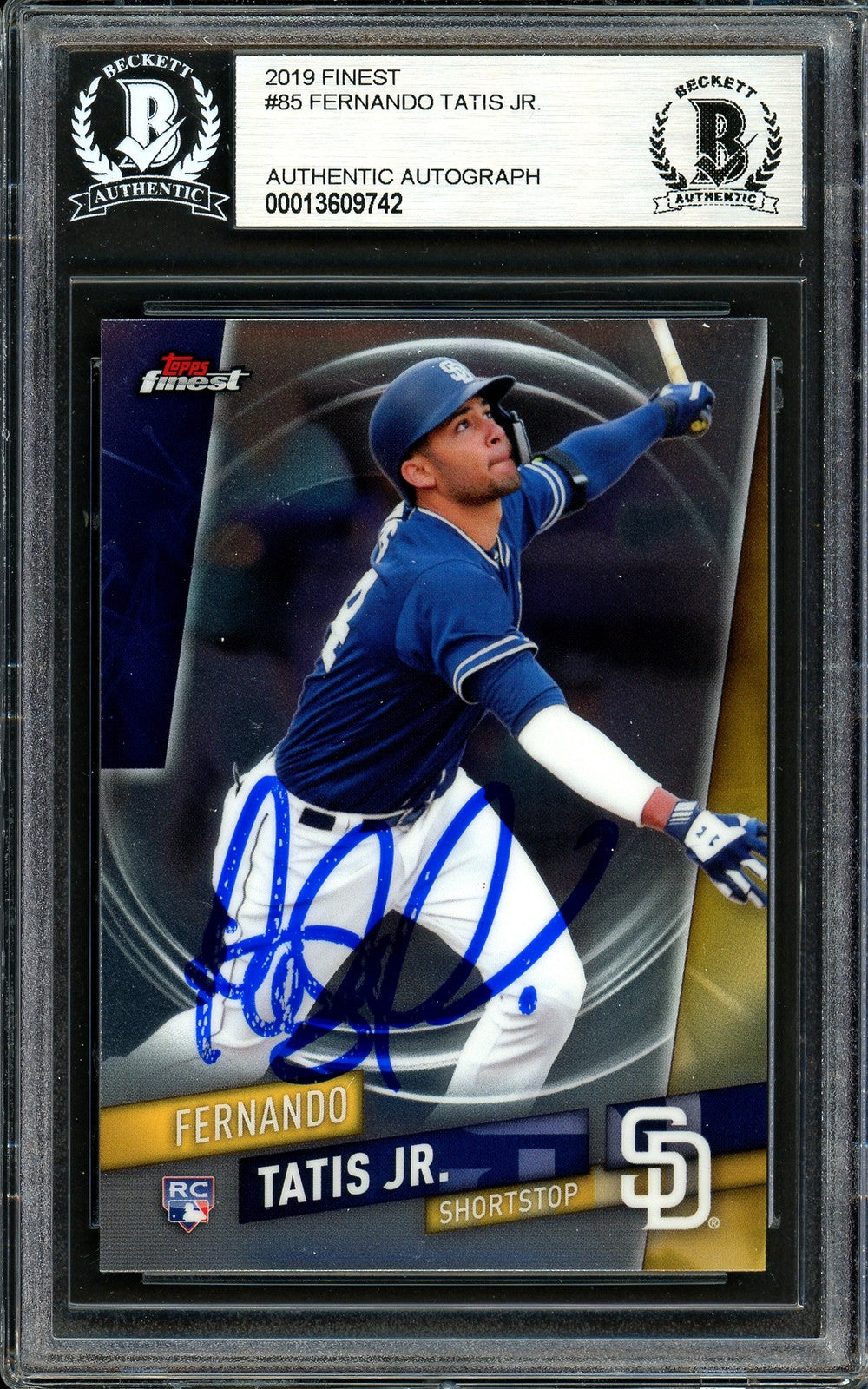 Fernando Tatis Jr. Auto Signed 2019 Topps Finest RC 85 Padres (Bubbling) Beckett