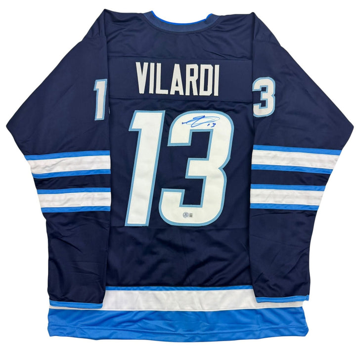 Autographed/Signed Gabriel Vilardi Winnipeg Blue Jersey Beckett BAS COA