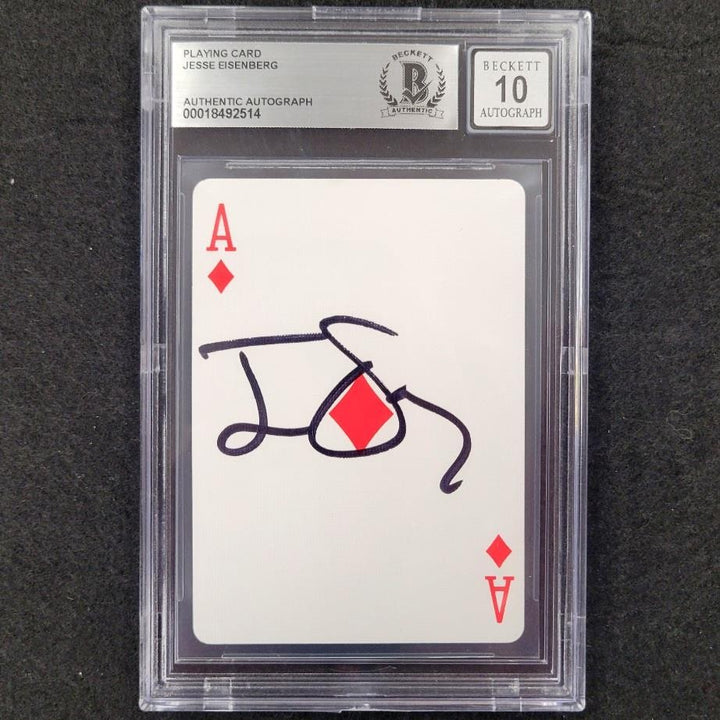 Jesse Eisenberg signed Ace of Diamonds Playing Card Now You See Me BAS 10 auto