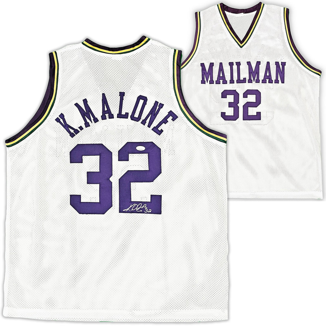 Utah Jazz Karl Malone Autographed Signed White Jersey JSA