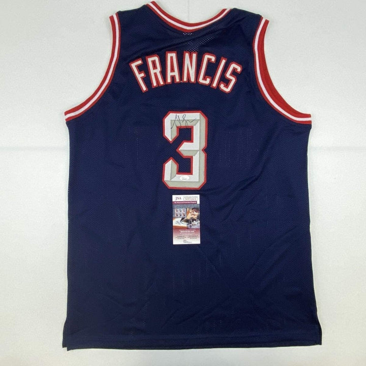Autographed/Signed STEVE FRANCIS Houston Blue Jersey JSA COA Auto