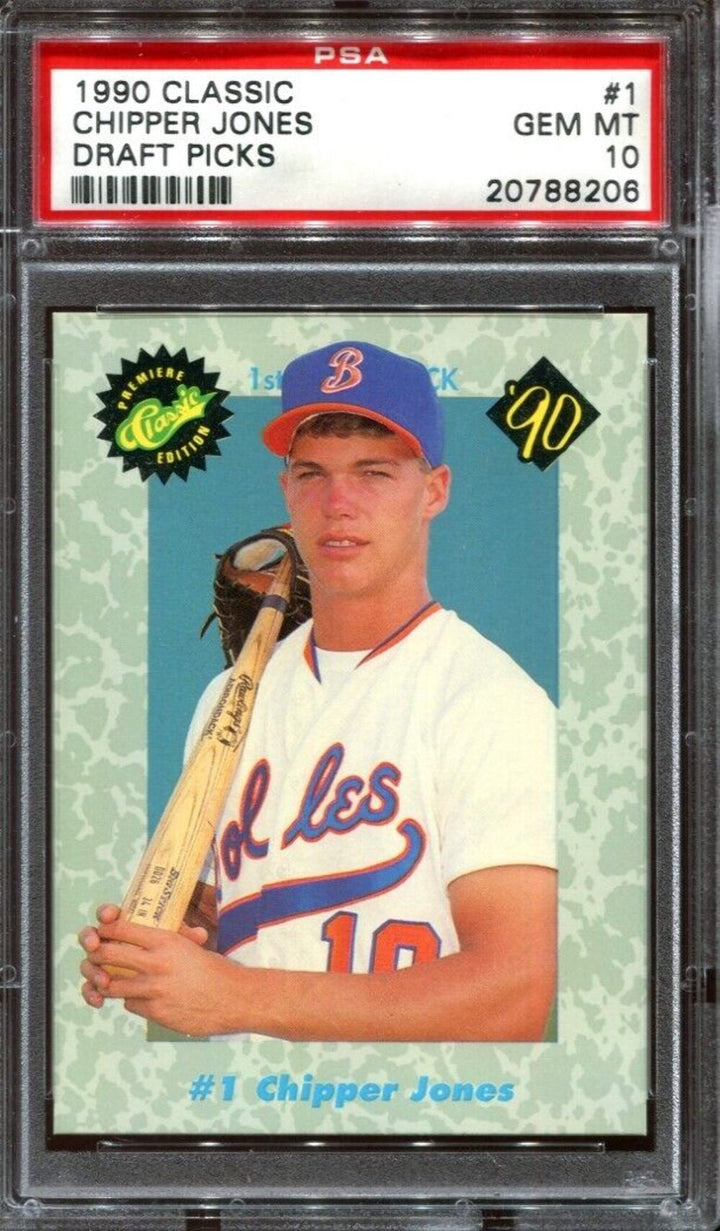 Graded 1990 Classic Chipper Jones #1 Draft Picks Rookie RC Baseball Card PSA 10