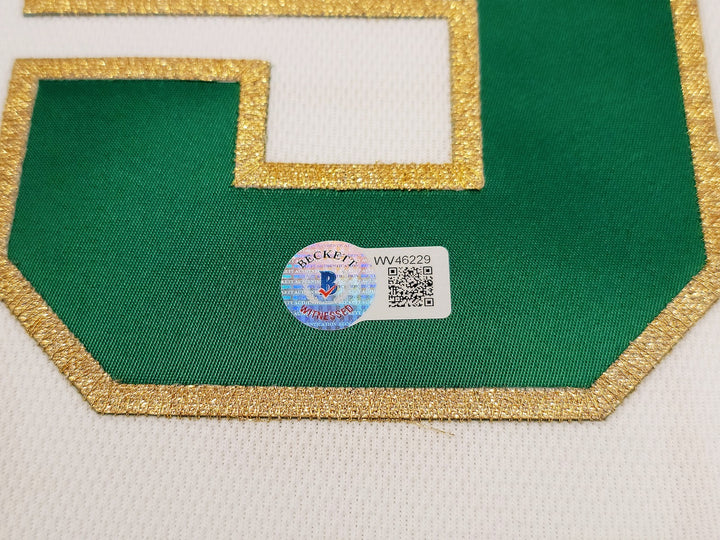 Boston Celtics Kevin Garnett Signed White & Gold Mitchell & Ness Hardwood