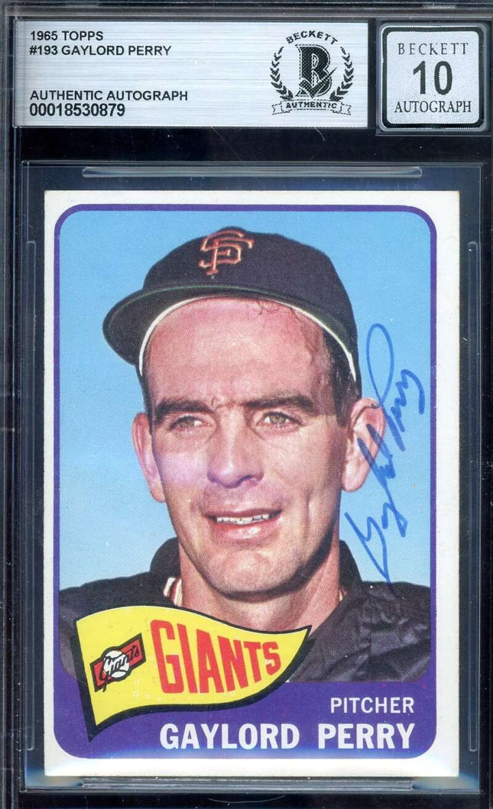 Gaylord Perry Gem Mint 10 Beckett BAS Signed 1965 Topps Autograph