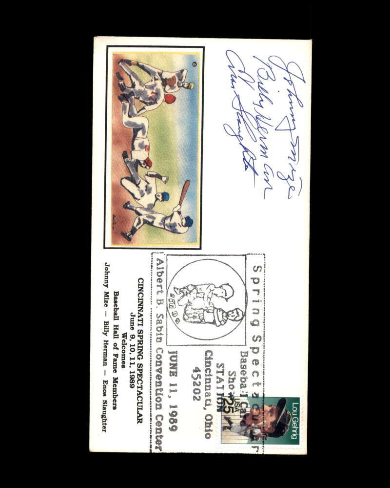 Johnny Mize Billy Herman Enos Slaughter JSA Coa Autograph Signed 1989 FDC Cache