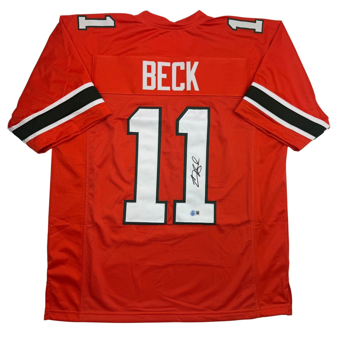 Autographed/Signed Carson Beck Miami Orange College Football Jersey Beckett COA