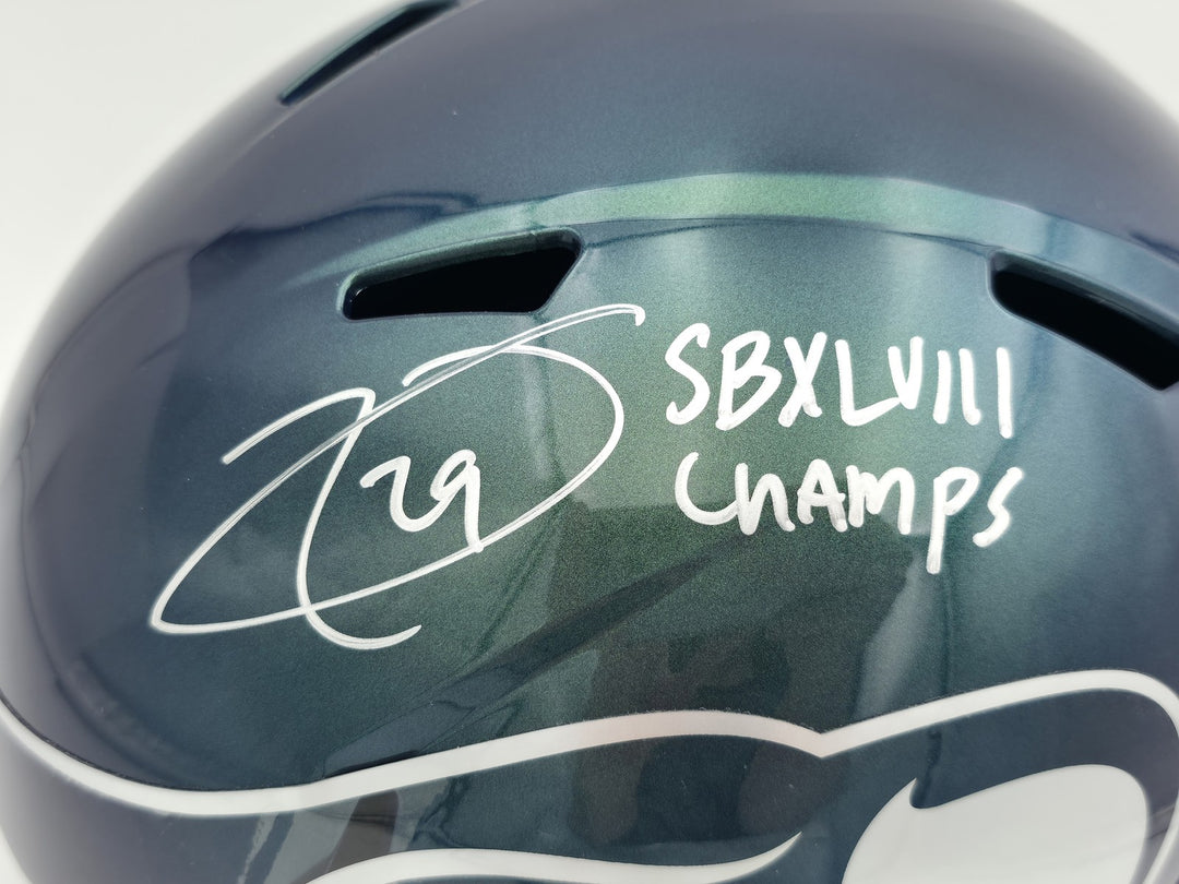 Earl Thomas III Signed Seahawks Rivalries Full Sz Rep Speed Helmet Beckett Wit