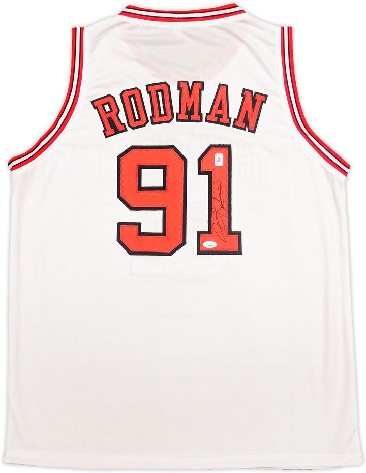 Chicago Bulls Dennis Rodman Autographed Signed White Jersey JSA