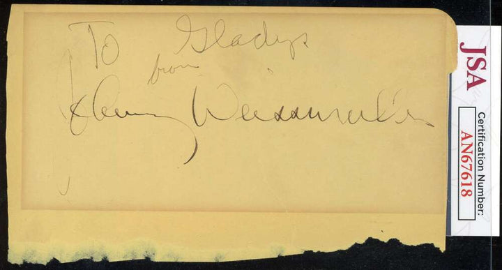 Johnny Weissmuller JSA Coa Signed Vintage Album Page Autograph