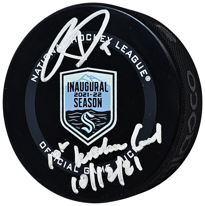 Ryan Donato Auto Kraken Inaugural Season Game Logo Puck 1st Kraken Goal Fanatics