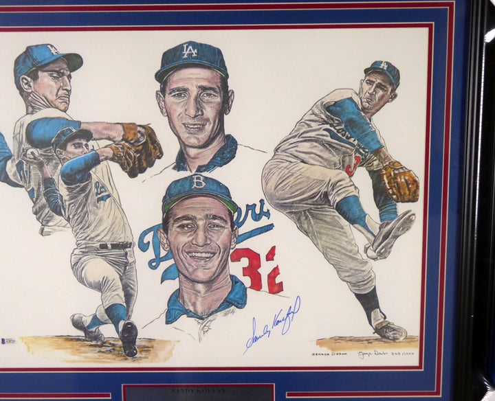 Sandy Koufax Signed Framed 18x24 Lithograph Photo Dodgers Beckett BAS