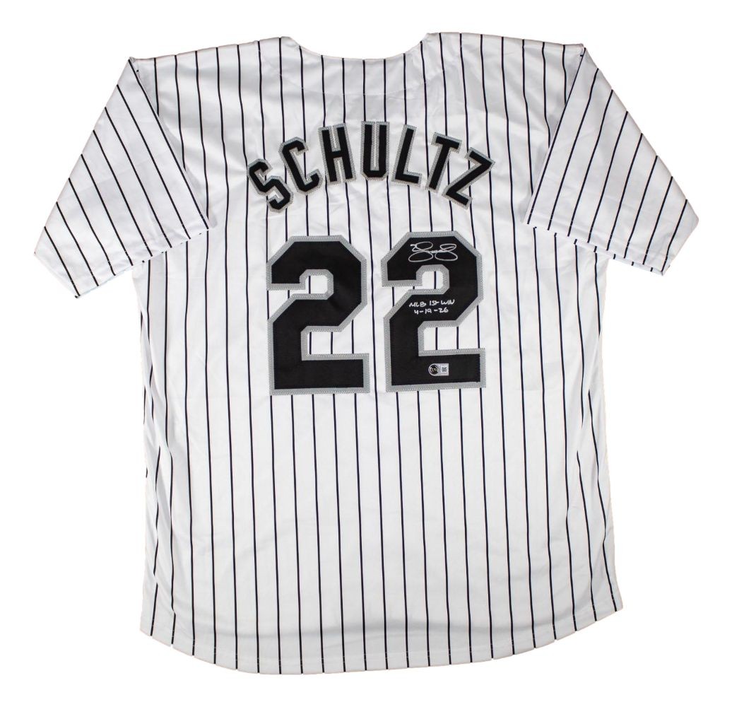 Noah Schultz Chicago Signed White Baseball Jersey MLB Debut 4-14-26 BAS