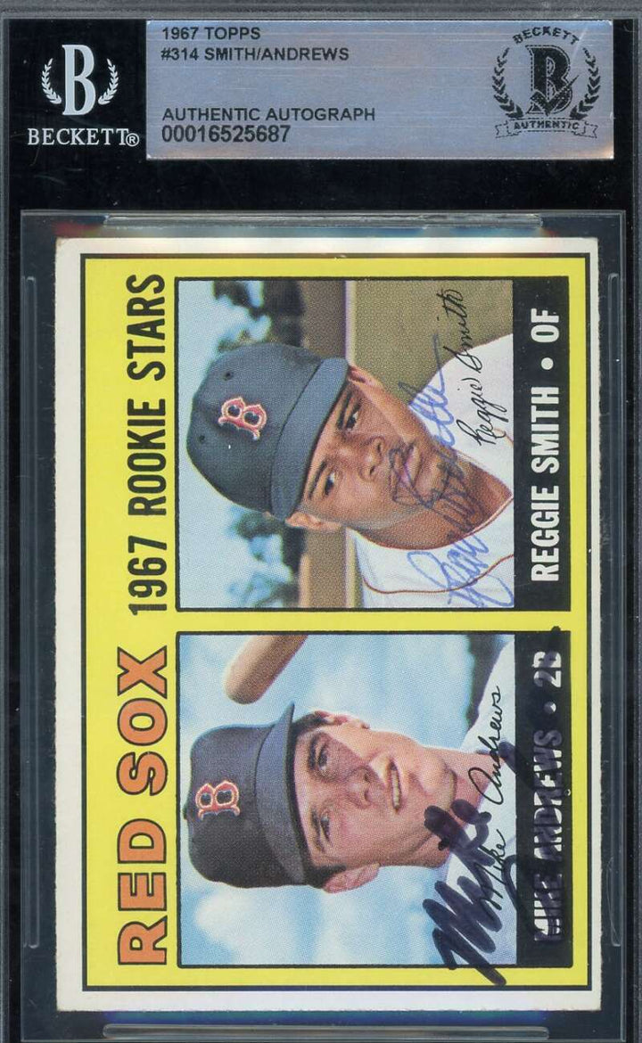 Reggie Smith Mike Andrews Beckett BAS Signed 1967 Topps Rookie Stars Autograph