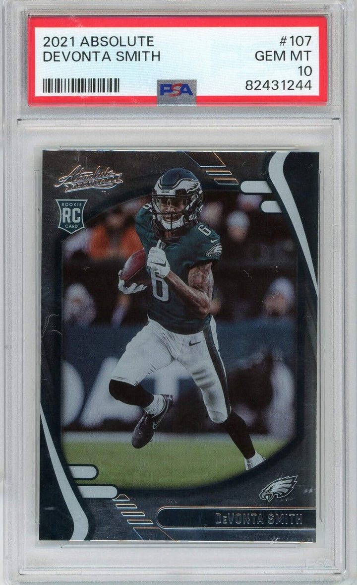 Graded 2021 Panini Absolute DeVonta Smith #107 Rookie RC Football Card PSA 10
