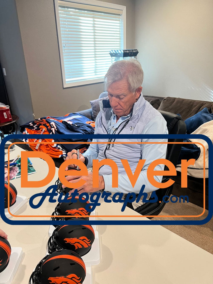 John Elway Autographed Denver Broncos Eclipse Mini Helmet Beckett Witness 50199