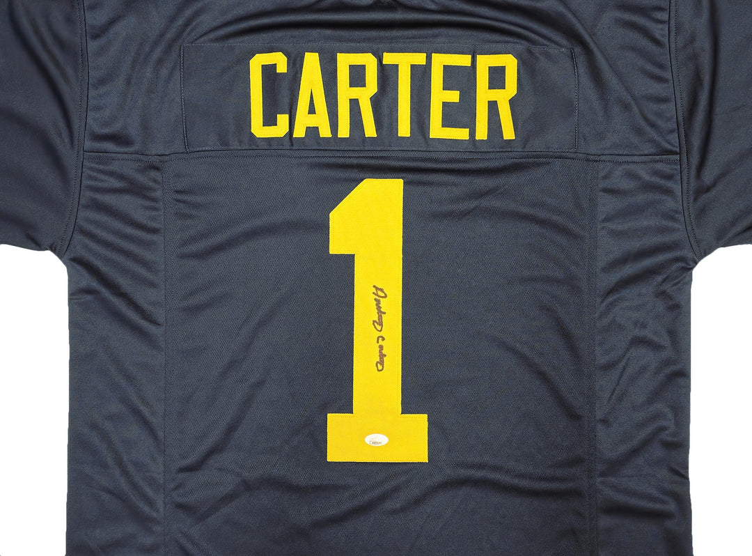 Michigan Wolverines Anthony Carter Autographed Signed Blue Jersey JSA