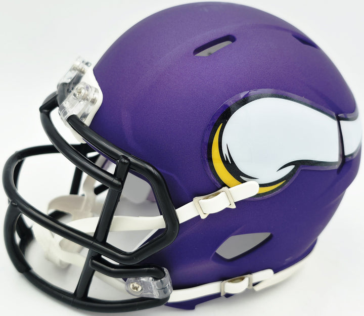Jordan Addison Signed Vikings Purple Speed Mini Helmet (In White) Beckett