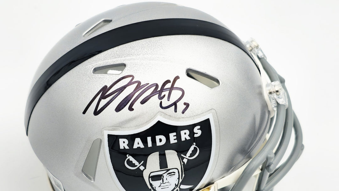 Davante Adams Signed Las Vegas Raiders Silver Speed Mini Helmet Beckett Witness