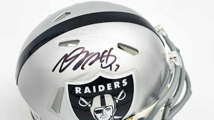 Davante Adams Signed Las Vegas Raiders Silver Speed Mini Helmet Beckett Witness