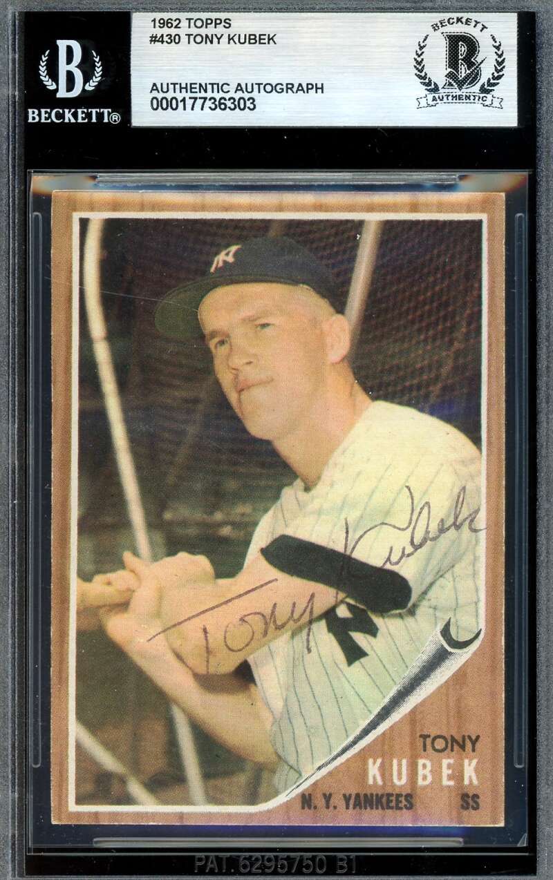 Tony Kubek Beckett BAS Vintage Signed 1962 Topps Autograph