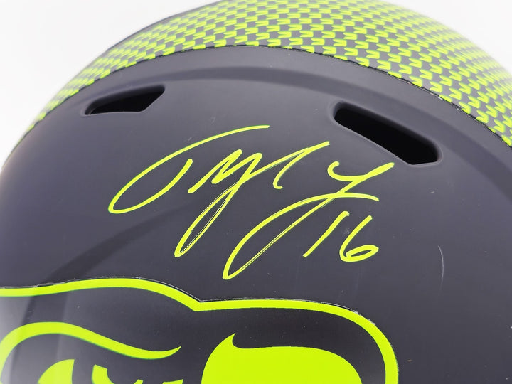 Tyler Lockett Seahawks Eclipse Black MCS Signed Replica Speed FS Helmet