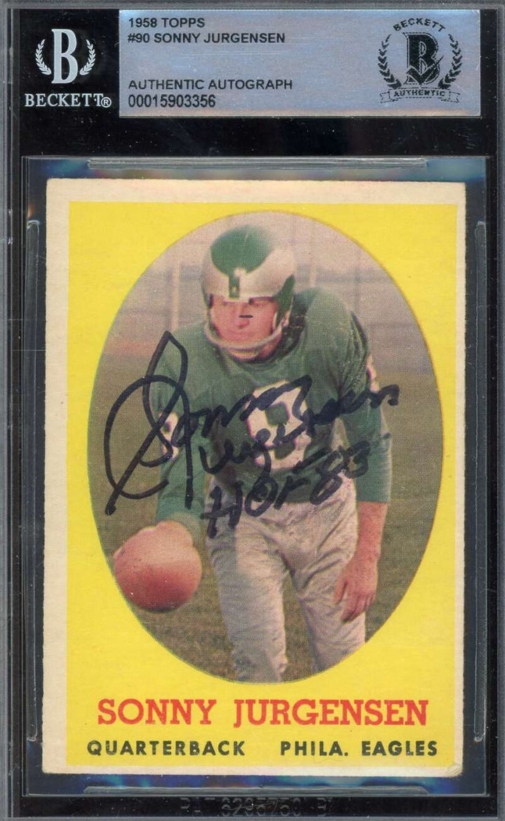 Sonny Jurgensen Beckett BAS Signed 1958 Topps Rookie Autograph