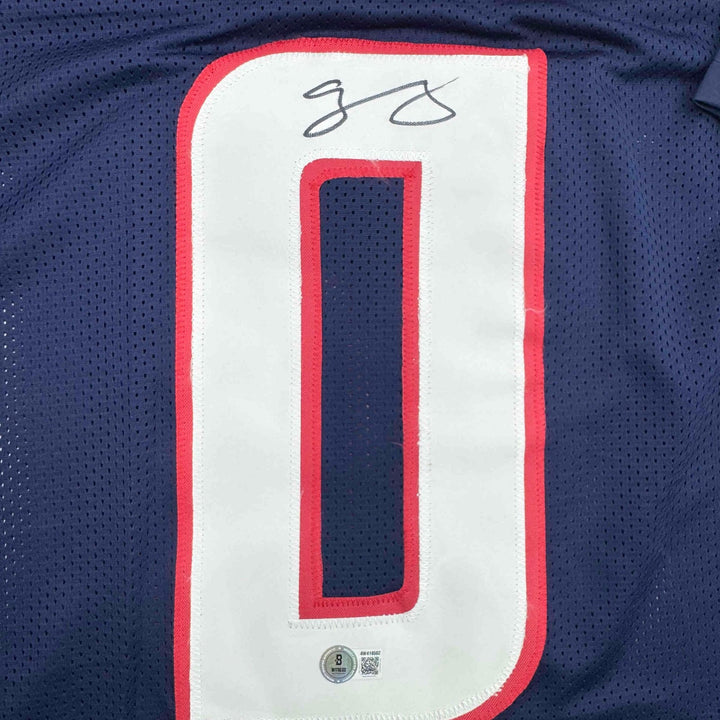 Autographed/Signed Azeez Al Shaair Houston Blue Jersey Beckett BAS COA
