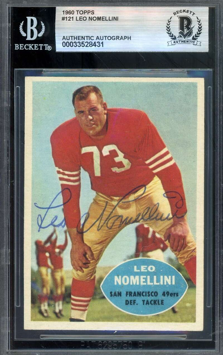 Leo Nomellini Beckett BAS Vintage Signed 1960 Topps Autograph 49ers