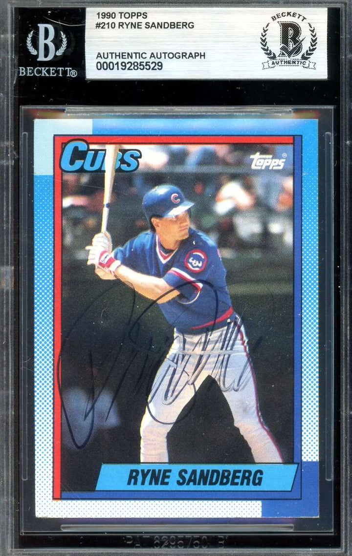 Ryne Sandberg Beckett BAS Signed 1990 Topps Autograph