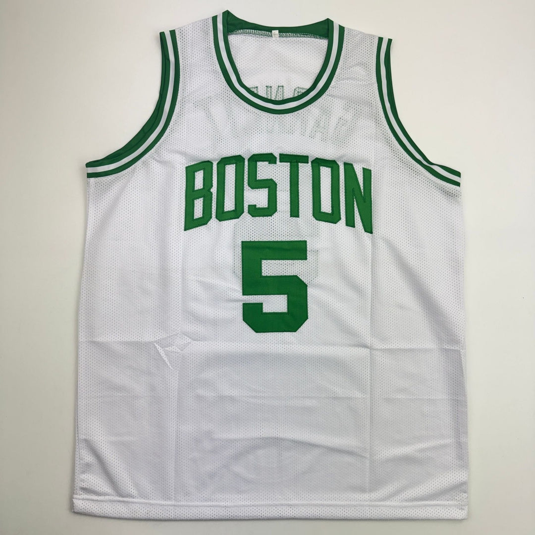 Autographed/Signed Kevin Garnett Boston White Basketball Jersey Beckett BAS COA