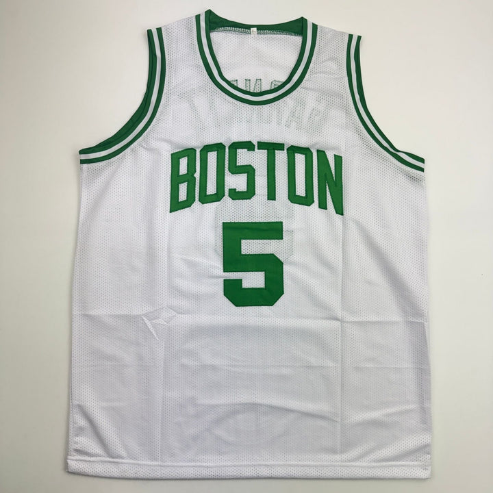 Autographed/Signed Kevin Garnett Boston White Basketball Jersey Beckett BAS COA