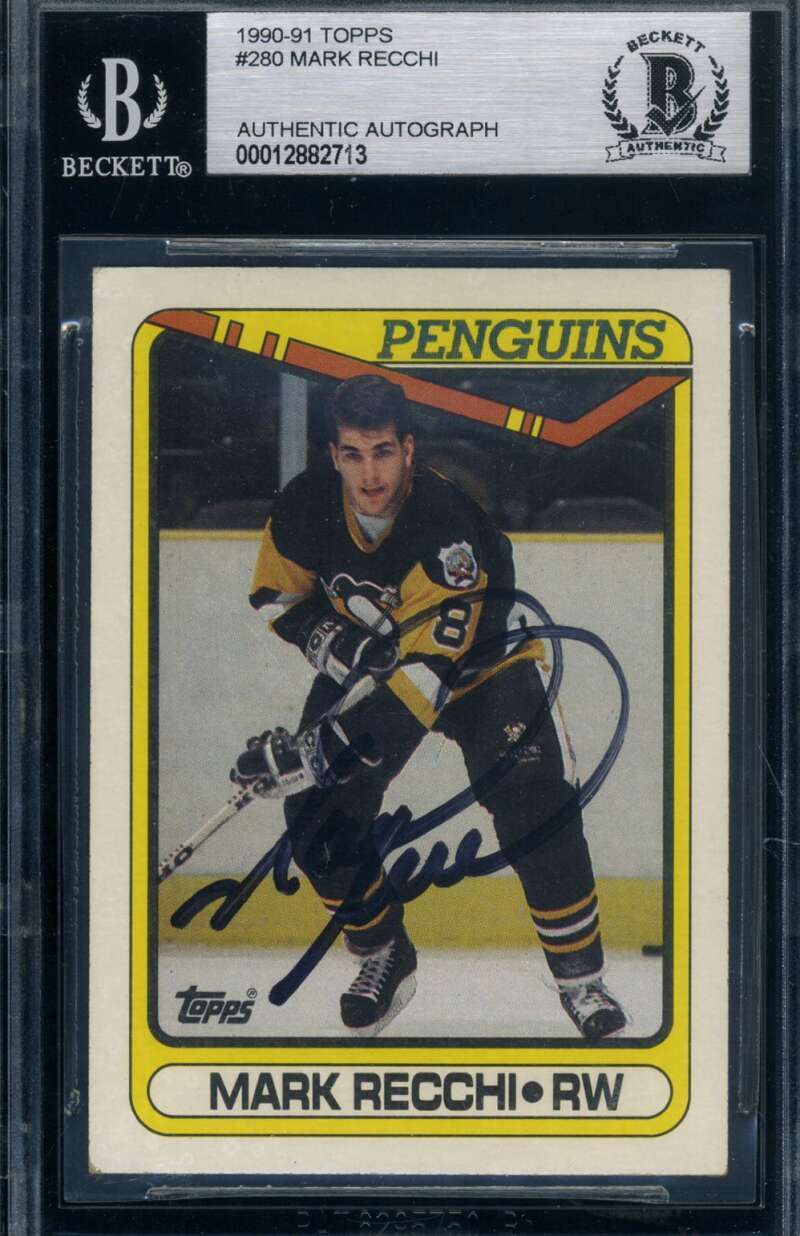 Mark Recchi Beckett BAS Signed 1990-91 Topps Rookie Autograph