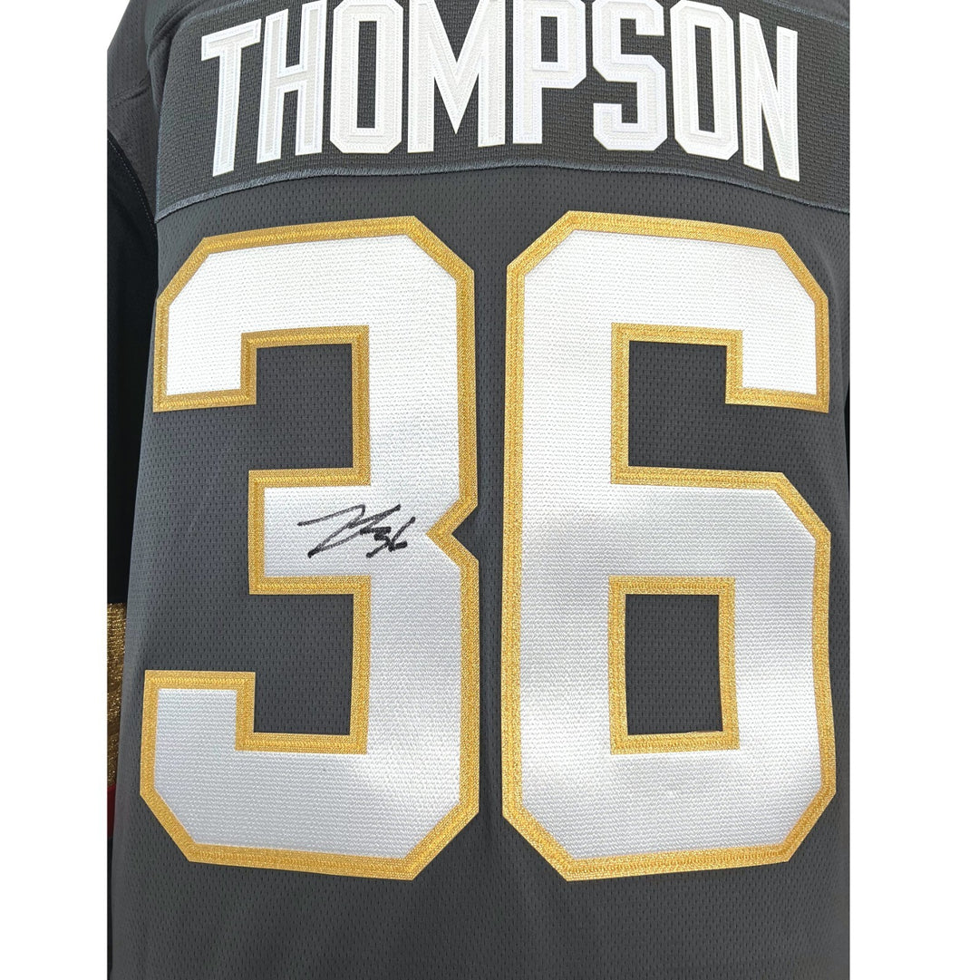 Logan Thompson Autographed Vegas Golden Knights Jersey COA IGM Signed Grey