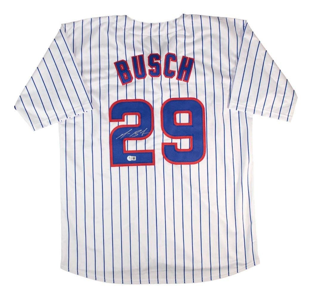Michael Busch Chicago Signed White Baseball Jersey BAS