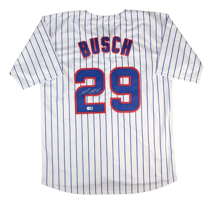 Michael Busch Chicago Signed White Baseball Jersey BAS