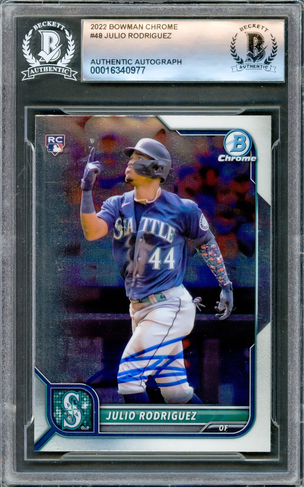 Julio Rodriguez Signed 2022 Bowman Chrome RC #48 Seattle Mariners Beckett