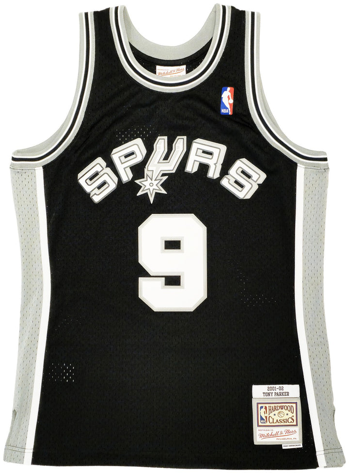 Spurs Tony Parker Auto Black Auth Mitchell Ness 01 Swingman Rookie Jersey M BAS