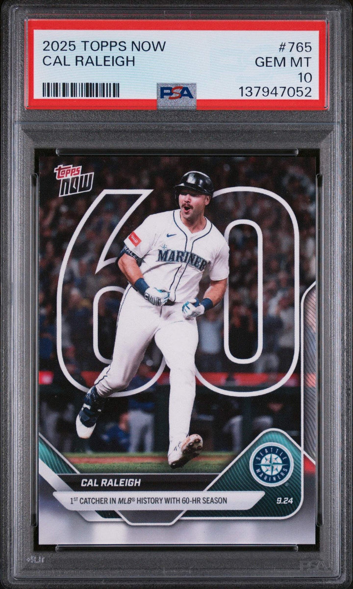 Graded 2025 Topps Now Cal Raleigh #765 Baseball Card PSA 10 Gem Mint