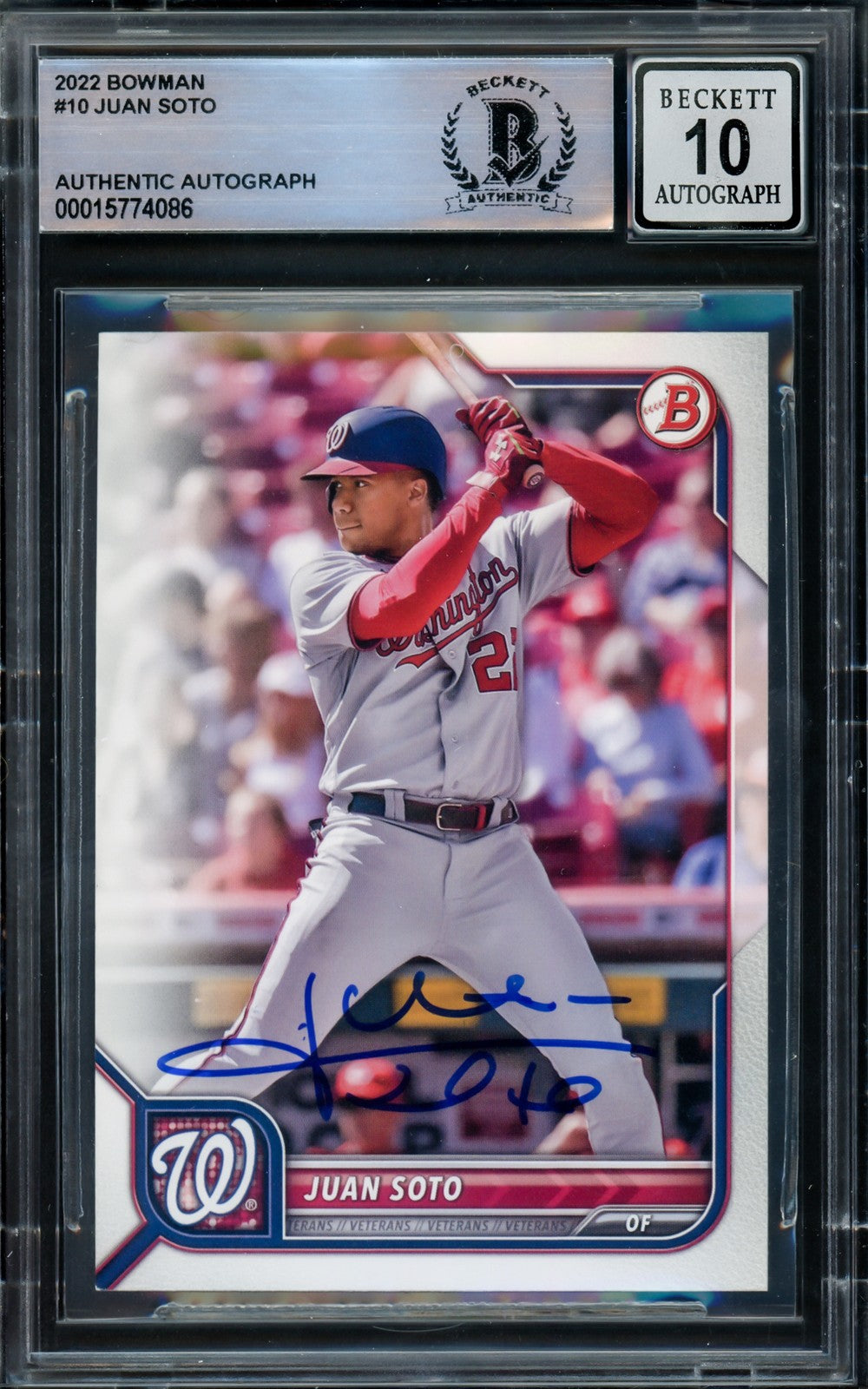 Juan Soto Signed 2022 Bowman Card 10 New York Mets Auto GM 10 Beckett #15774086