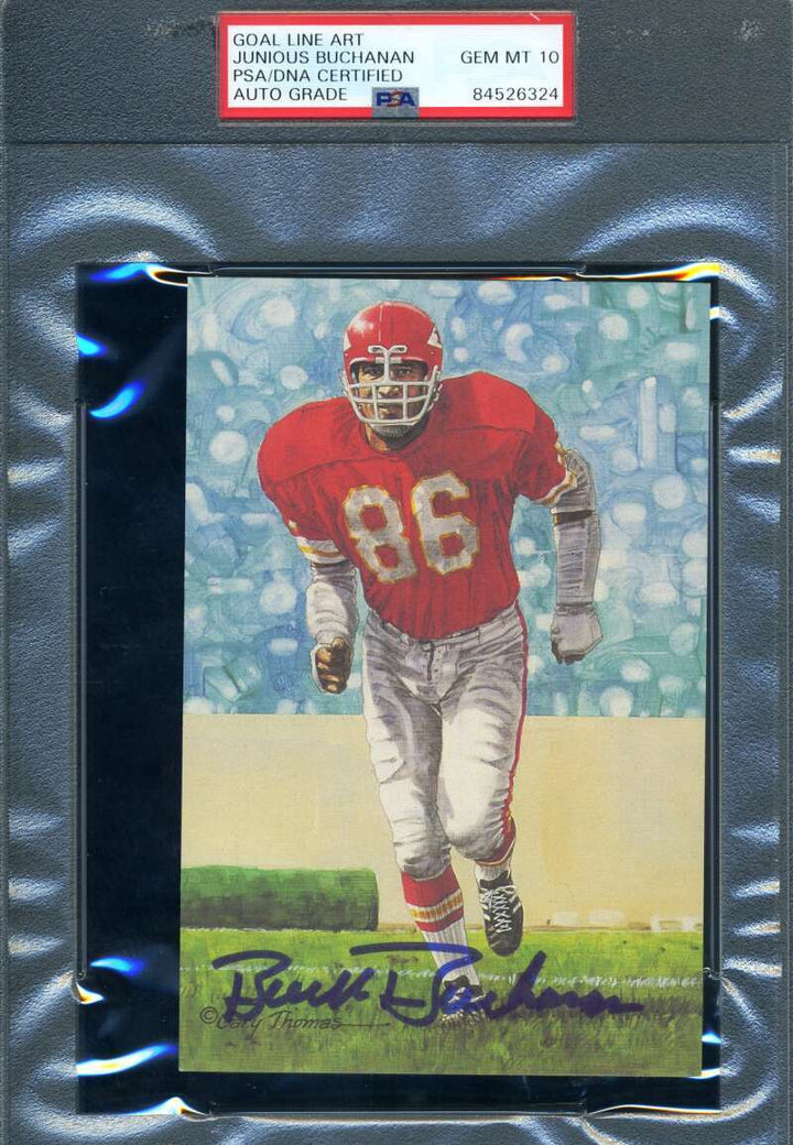 Buck Buchanan Gem Mint 10 PSA DNA Signed Goal Line Art Card GLAC Autographed