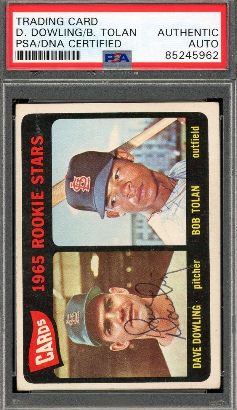 Dave Dowling Bob Tolan PSA DNA Signed 1965 Topps Rookie Stars Cardinals Autograp