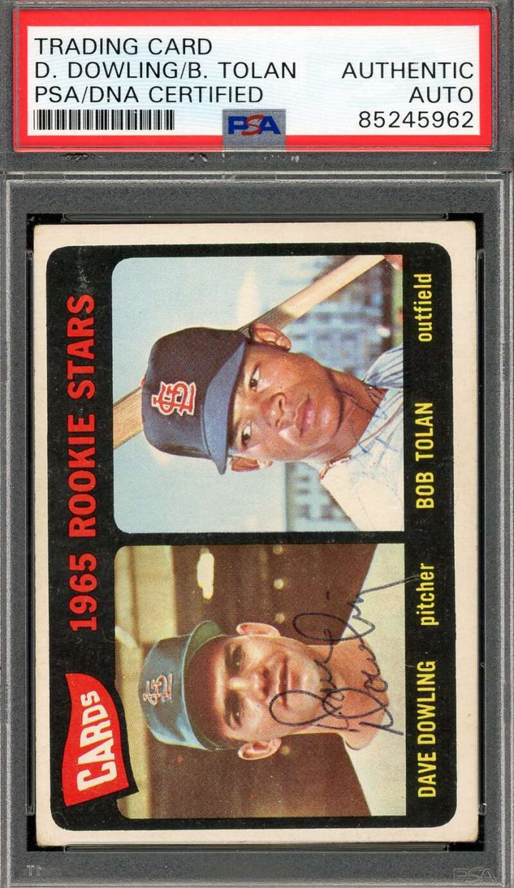 Dave Dowling Bob Tolan PSA DNA Signed 1965 Topps Rookie Stars Cardinals Autograp
