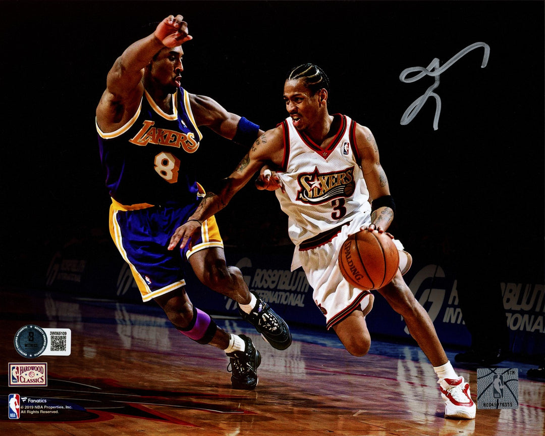Allen Iverson Signed 8x10 Photo Philadelphia 76ers vs. Kobe Bryant Beckett Wit
