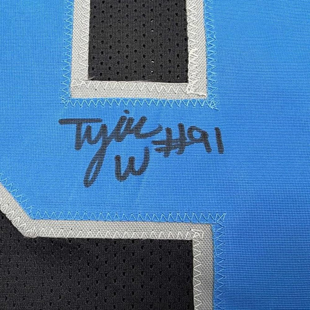 Framed Autographed/Signed Tyleik Williams 35x39 Detroit Black Jersey Beckett COA