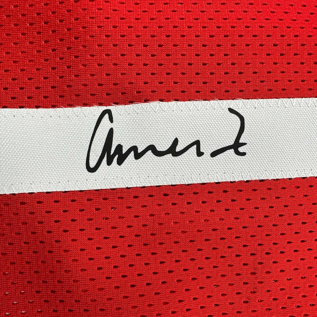 Framed Facsimile Autographed Amen Thompson 35x39 Houston Red Reprint Jersey