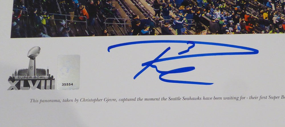 Russell Wilson Signed 13x40 SB XLVIII Panoramic Photo Seattle Seahawks RW Holo